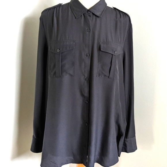 DKNY charcoal grey silky camp shirt XL - Picture 6 of 15